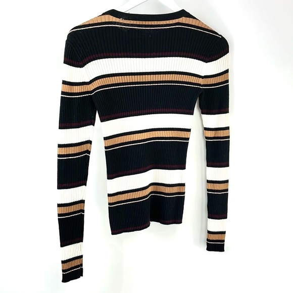Frame Black Striped Ribbed Black Sweater - Picture 3 of 10